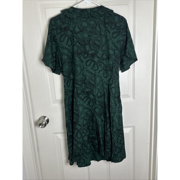 Disturbia Ophidia Snake Print Ruffle Mini Wrap Dress Sz10 Green Gothic Princess - Picture 5 of 5